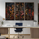 Dark Floral Canvas Wall Art - Moody Botanical Flower Print -