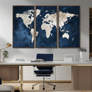 Vintage World Map Canvas Wall Art - Framed Map Print for