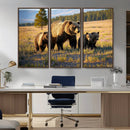 Grizzly Bear Family Wall Art Canvas Print – Majestic
