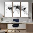 Flight Routes Air Traffic Map Canvas Wall Art - Framed -