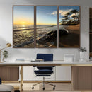 Tropical Beach Wall Art - Stunning Ocean Sunset Canvas Print