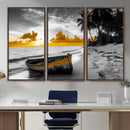 Yellow Rowboat Wall Art – Framed Tropical Shoreline Canvas by MyGreatCanvas | Canvas Wall Art Prints | Photo Prints & Wall Decor