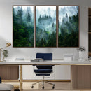 Misty Forest Wall Art Canvas Print – Framed Foggy Mountain