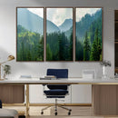 Misty Forest Mountain Wall Art Canvas Print – Framed Serene