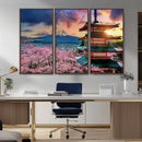 Mount Fuji Cherry Blossom Wall Art Canvas Print – Framed