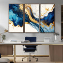 Blue Gold Flow Wall Art Canvas Print – Framed Marble Design by MyGreatCanvas | Canvas Wall Art Prints | Photo Prints & Wall Decor