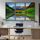 Sunrise Maroon Bells Lake Wall Art Canvas Print – Framed Elk