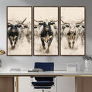 Texas Longhorn Wall Art – Framed Cattle Walking Canvas by MyGreatCanvas | Canvas Wall Art Prints | Photo Prints & Wall Decor