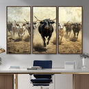 Texas Longhorn Wall Art – Framed Charging Cattle Canvas by MyGreatCanvas | Canvas Wall Art Prints | Photo Prints & Wall Decor