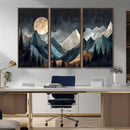 Moonlit Mountain Wall Art Canvas Print – Silhouetted Pines