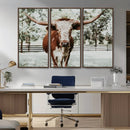 Texas Longhorn Wall Art Canvas Print – Framed Spotted Bull