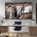 Texas Longhorn Wall Art Canvas Print – Framed Spotted Bull