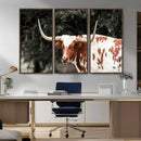 Texas Longhorn Wall Art Canvas Print – Framed Spotted Bull