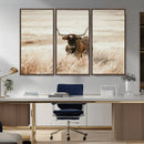Texas Longhorn Wall Art Canvas Print – Framed Brown Horned