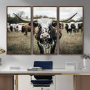 Texas Longhorn Wall Art – Framed Speckled Cow Canvas by MyGreatCanvas | Canvas Wall Art Prints | Photo Prints & Wall Decor