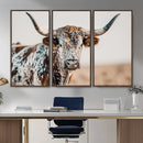 Texas Longhorn Wall Art – Framed Speckled Cow Canvas by MyGreatCanvas | Canvas Wall Art Prints | Photo Prints & Wall Decor