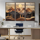 Wood Mountain Wall Art Canvas Print – Framed Boho Abstract
