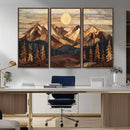 Wood Mountain Landscape Wall Art Canvas Print – Framed