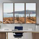 Desert Lake Wall Art – Framed Cactus Mountain Canvas by MyGreatCanvas | Canvas Wall Art Prints | Photo Prints & Wall Decor