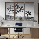 Joshua Tree Wall Art Canvas Print – Framed Monochrome Desert