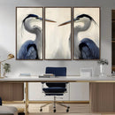 Blue Heron Pair Wall Art Canvas Print – Framed Coastal Bird