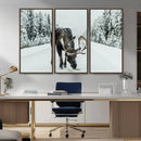 Moose Snow Wall Art Canvas Print – Framed Winter Wildlife