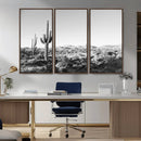 Saguaro Cactus Wall Art Canvas Print – Framed Monochrome