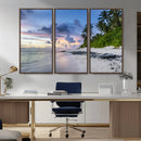Tropical Beach Wall Art Canvas Print – Framed Sunset Glow