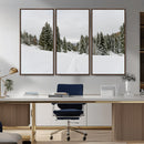 Frosty Pines Wall Art Canvas Print – Framed Silent Snowfall