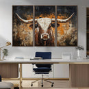 Abstract Longhorn Bull Wall Art Canvas Print – Vintage by MyGreatCanvas | Canvas Wall Art Prints | Photo Prints & Wall Decor