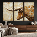 Rustic Longhorn Bull Wall Art Canvas Print – Vintage Western by MyGreatCanvas | Canvas Wall Art Prints | Photo Prints & Wall Decor