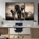 Elephant Family Wall Art Canvas Print, Framed Elephant Wall