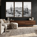 Black White Arizona Desert Canvas Wall Art Cactus Farmhouse