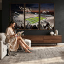 Epic Night Football Stadium Wall Art Canvas Print, Fireworks