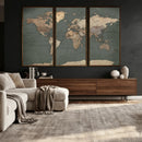 Rustic Black and Wood World Map Canvas Wall Art – Framed by MyGreatCanvas | Canvas Wall Art Prints | Photo Prints & Wall Decor