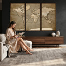 World Map Wall Art Canvas Print, Framed Map Art Picture