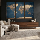Navy Blue World Map Canvas Print – Framed Travel Map Wall by MyGreatCanvas | Canvas Wall Art Prints | Photo Prints & Wall Decor