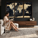 Framed Large World Map Wall Art Canvas Print for Living Room