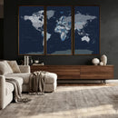Blue Detailed World Map Wall Art Canvas Print, Modern Framed by MyGreatCanvas | Canvas Wall Art Prints | Photo Prints & Wall Decor