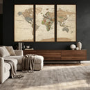 Vintage World Map Canvas Wall Art - Rustic Grunge Texture by MyGreatCanvas | Canvas Wall Art Prints | Photo Prints & Wall Decor