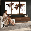Rustic World Map Wall Art Canvas Print | Large World Map on