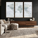 Push Pin World Map Canvas Print - Detailed Vintage World Map