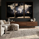 Grunge World Map Wall Art | 3-Panel Large Beige and Brown by MyGreatCanvas | Canvas Wall Art Prints | Photo Prints & Wall Decor