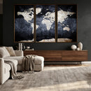 Vintage World Map Canvas Wall Art – Antique Triptych Map