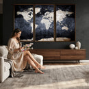 Vintage World Map Canvas Wall Art – Antique Triptych Map