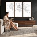 World Map Canvas Print – Framed Modern Detailed Map of the