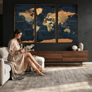 Vintage World Map Canvas Wall Art – Detailed Map with