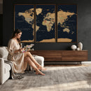 Vintage World Map Earth Globe Countries Oceans Continents
