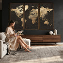 Framed World Map with Pin Canvas Print – Detailed World Map