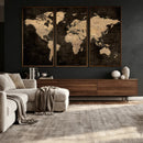 Brown World Map Canvas Print – Modern Travel Map Wall Art, by MyGreatCanvas | Canvas Wall Art Prints | Photo Prints & Wall Decor